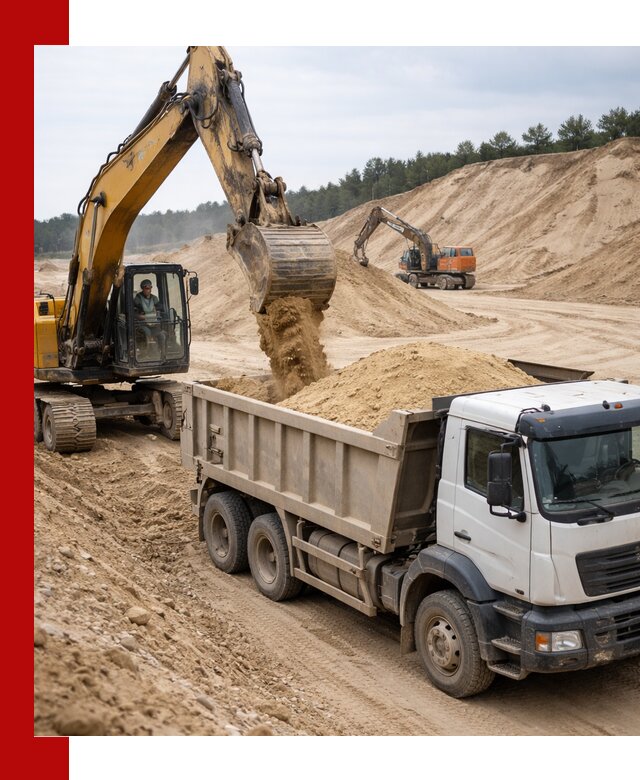 Доставка карьерного песка с самосвалами и разгрузкой в Троицке