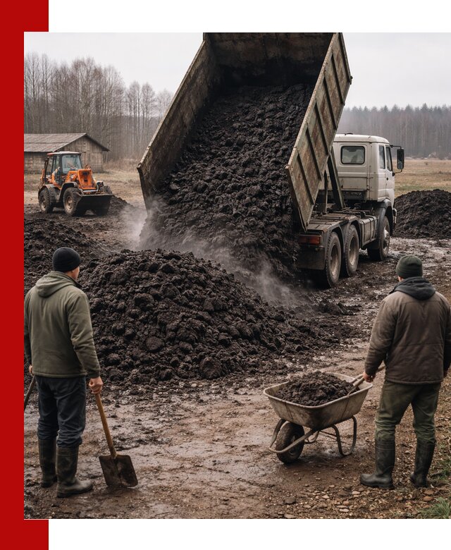 Доставка низинного торфа с разгрузкой и доставкой в Троицке