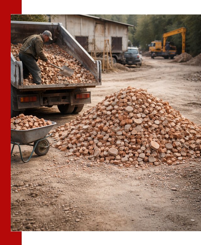 Доставка и подушка из боя кирпича с разгрузкой в Троицке