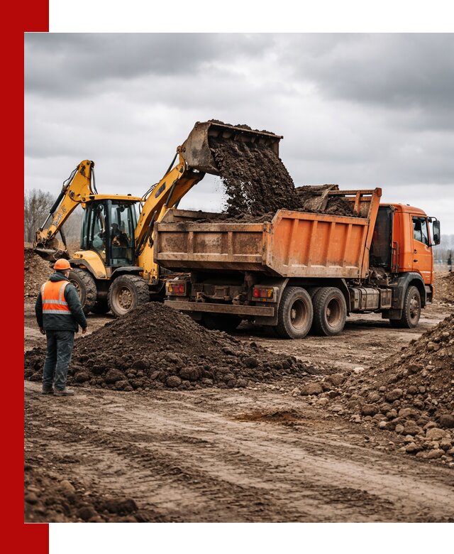 Вывоз грунта и строительного мусора в Троицке грузовыми самосвалами