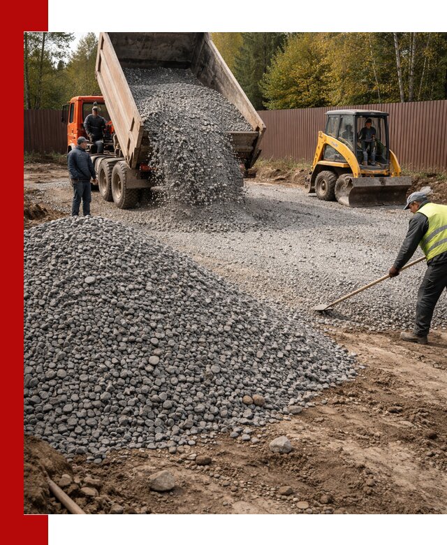 Отсыпка участка щебнем с доставкой и уплотнением в Троицке